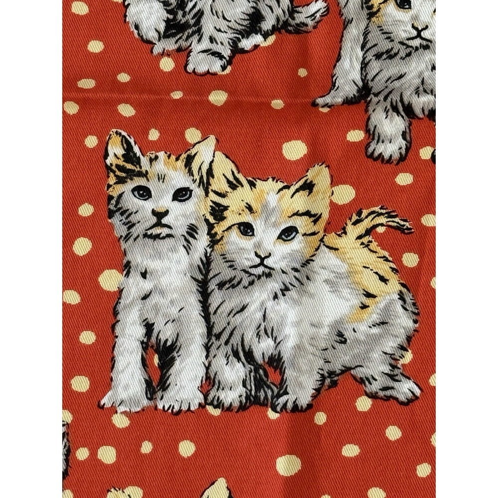 PAUL & JOE Orange Cat Kitten Polka Dot Cotton Kitchen Tea Towel 20x27 NWOT - Picture 5 of 12